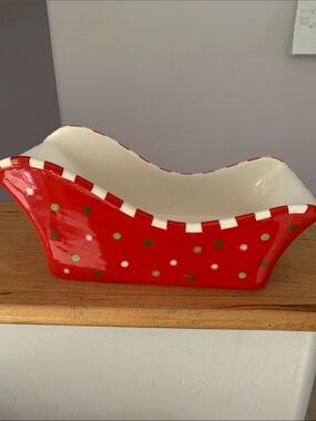 Festive Red Polka Dot Sleigh Dish